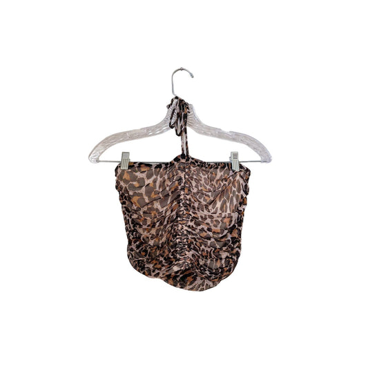 Urban Outfitters Cheetah Print Crop Top Halter Tank, Size Small