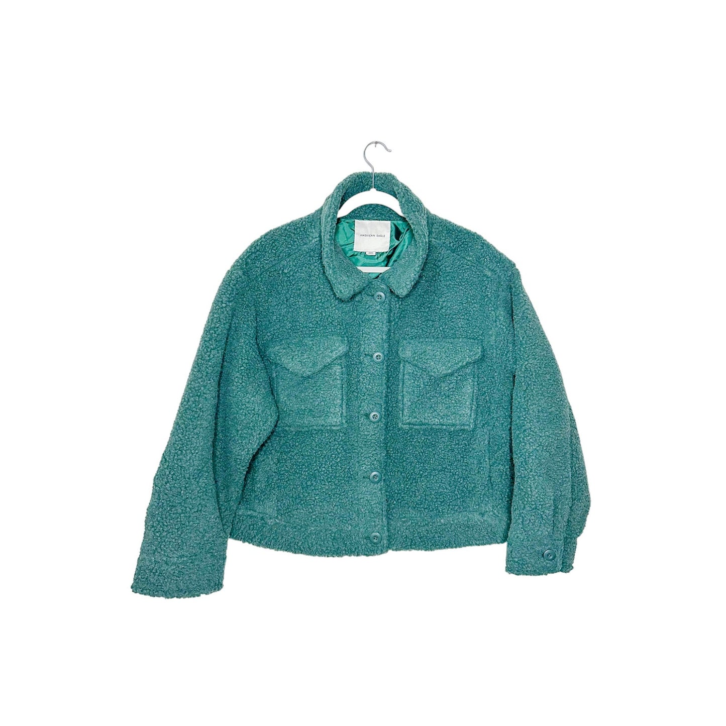 American Eagle Green Sherpa Jacket, Size M