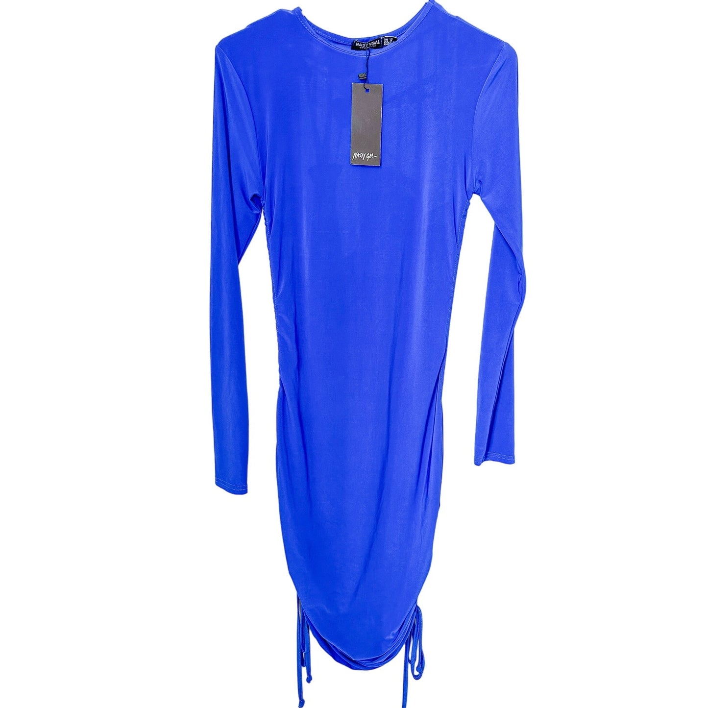 NWT Nasty Gal Blue Long Sleeve Bodycon Dress, Size 8