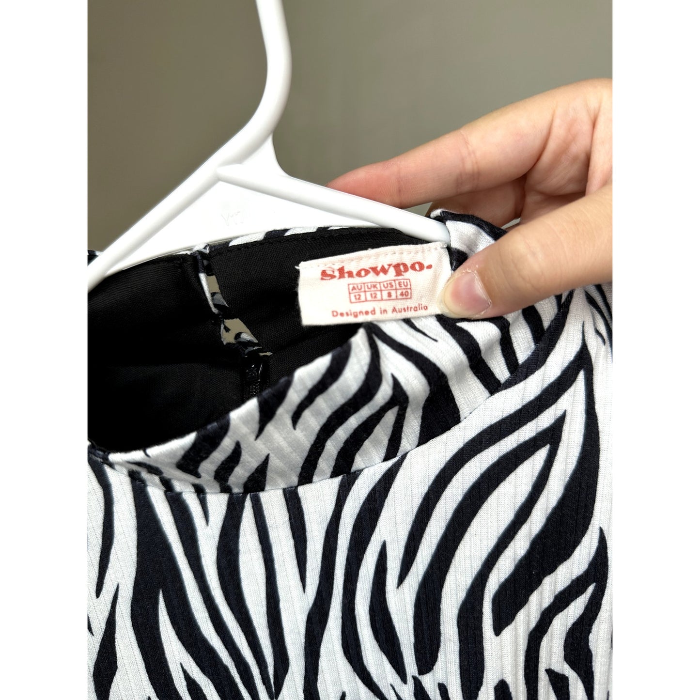 Showpo Zebra Print Mini Dress, Size 8