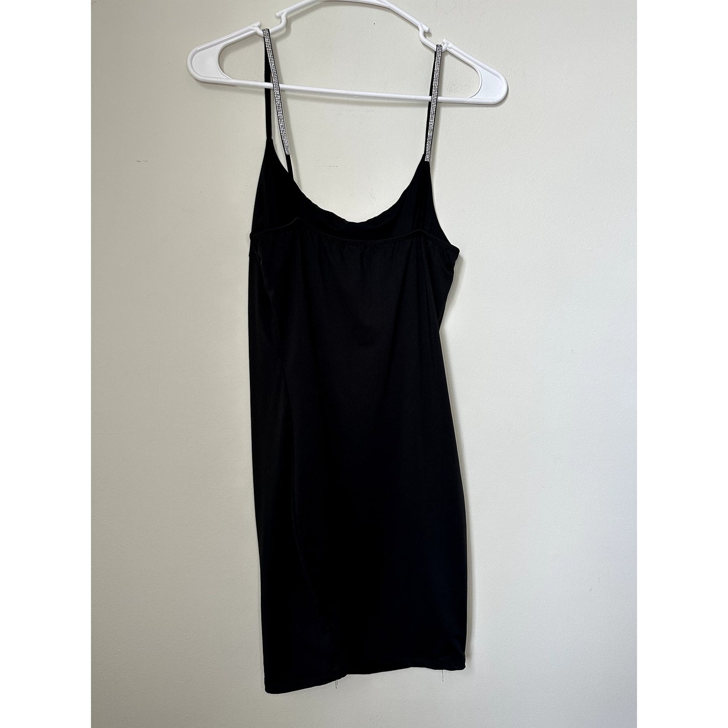 Black Sequin Strap Mini Dress, Size M