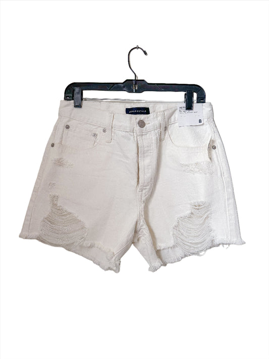 NWT Aeropostale 90's High Waist Cut-Off 4" Shorts in White, Size 8