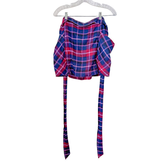 Urban Outfitters Tie Plaid Mini Skirt, Size S