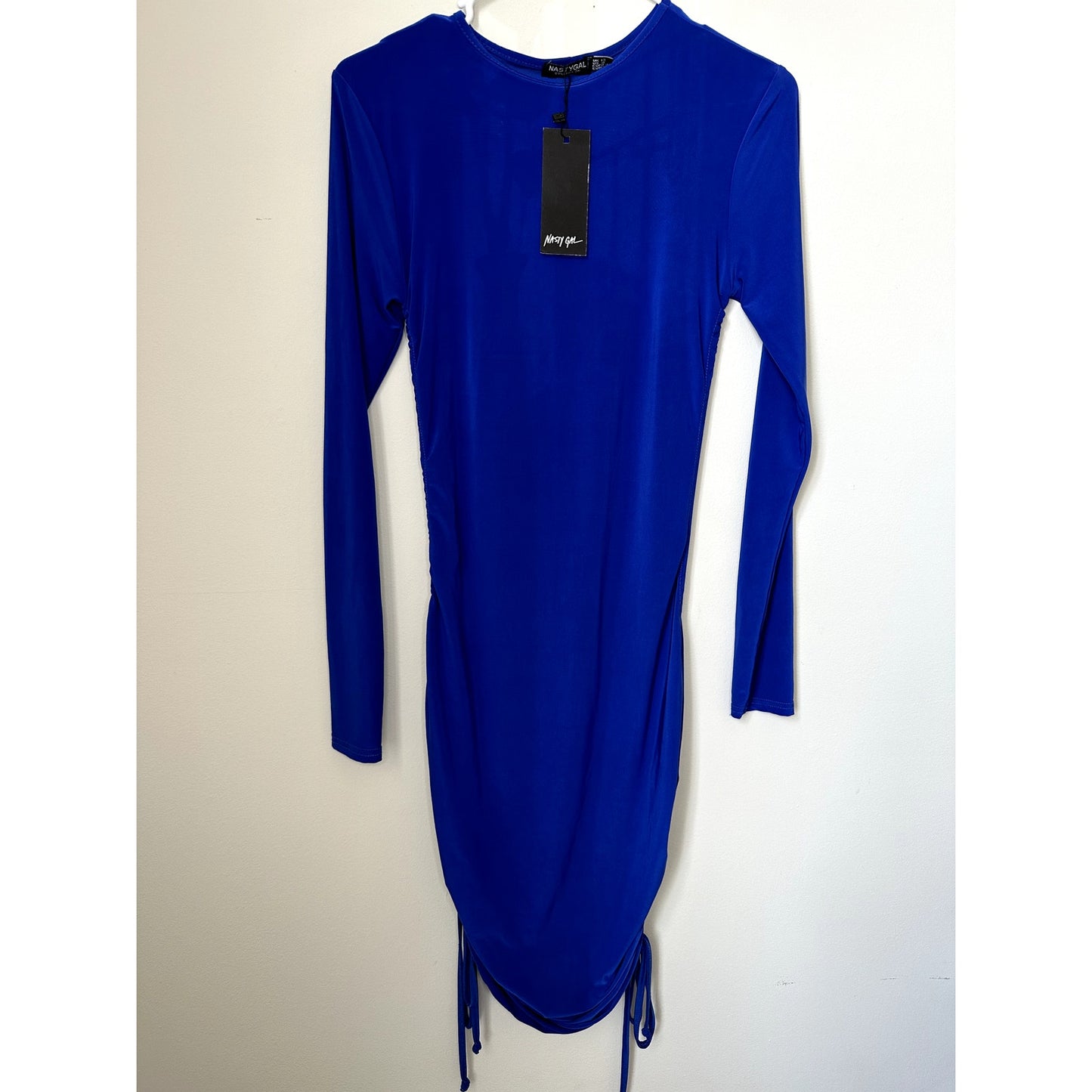 NWT Nasty Gal Blue Long Sleeve Bodycon Dress, Size 8