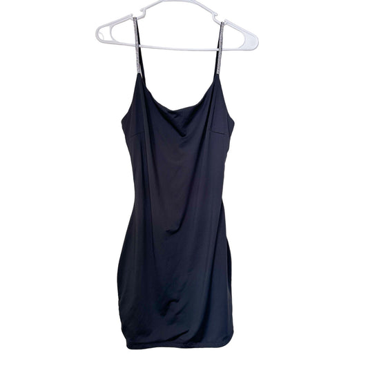Black Sequin Strap Mini Dress, Size M